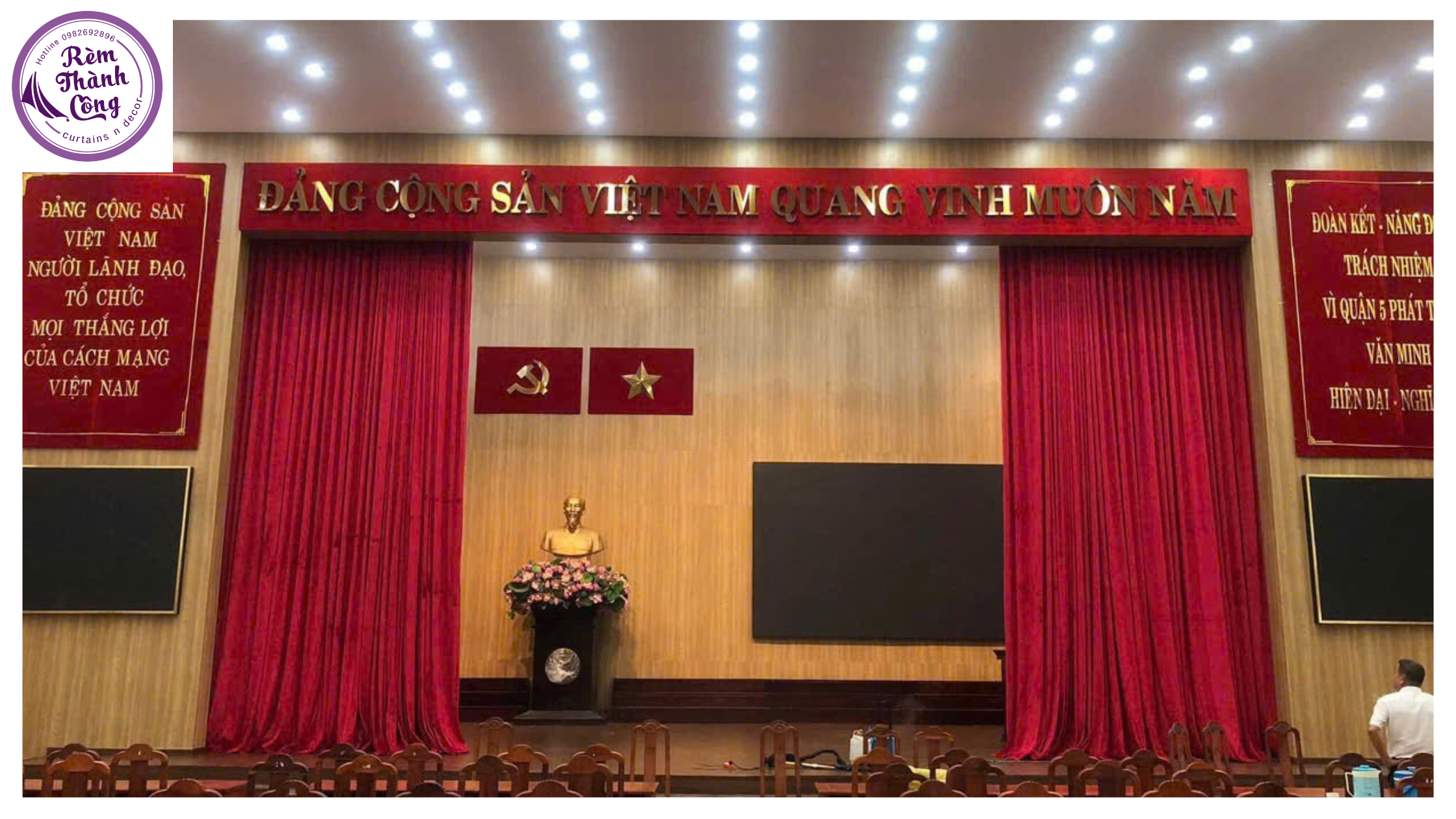rèm và phông nhung hội trường